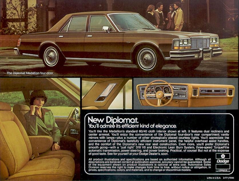 1977 Dodge Diplomat Foldout Page 2